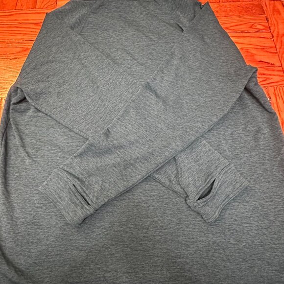 LL Bean Mens Teal Quarter Zip Pullover Size XL Slightly Fitted Adventure Grid - Picture 3 of 5